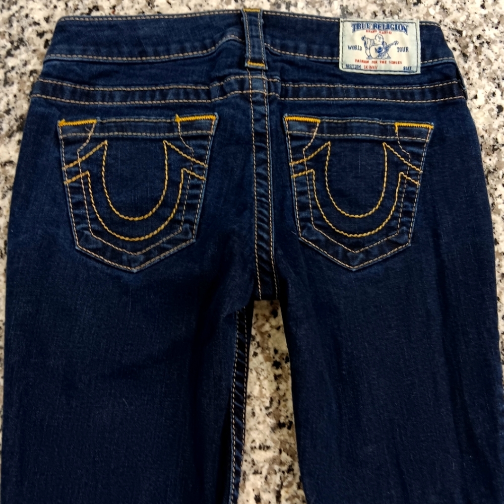 True Religion dark wash Skinny blue jeans